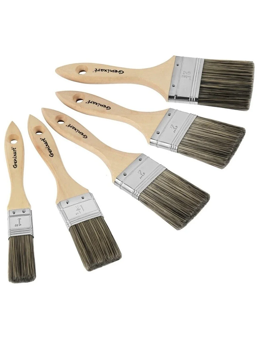 Double Thick Paint Brush Set 5 Pack Wood Handle Stain Varnish Wall Fence 1-2.5in